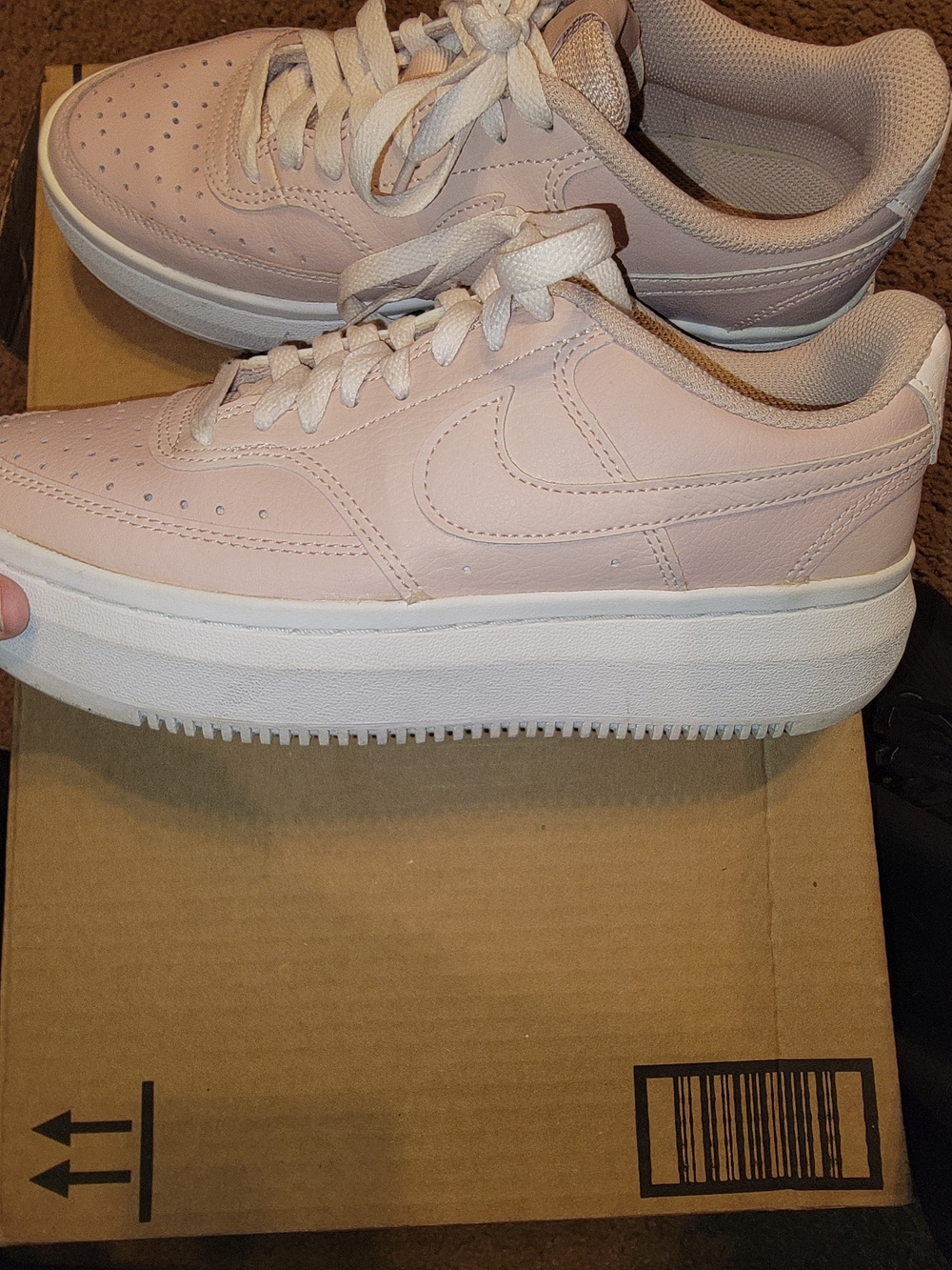 Nike Womens Sz 8.5 Court Vision Alta Platform In Pink Oxford VGUC